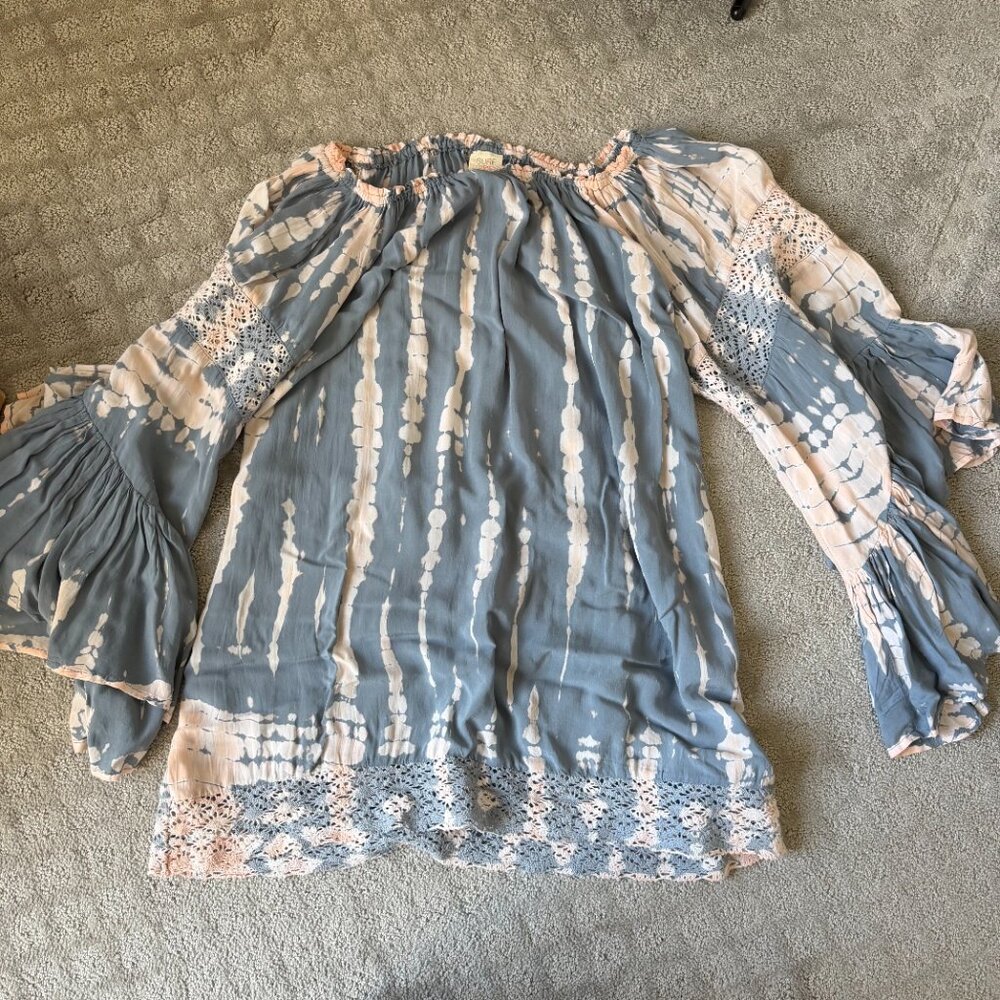 Surf Gypsy Tie Die Off the Shoulder Top size S fits like 8-10 - Picture 1 of 7